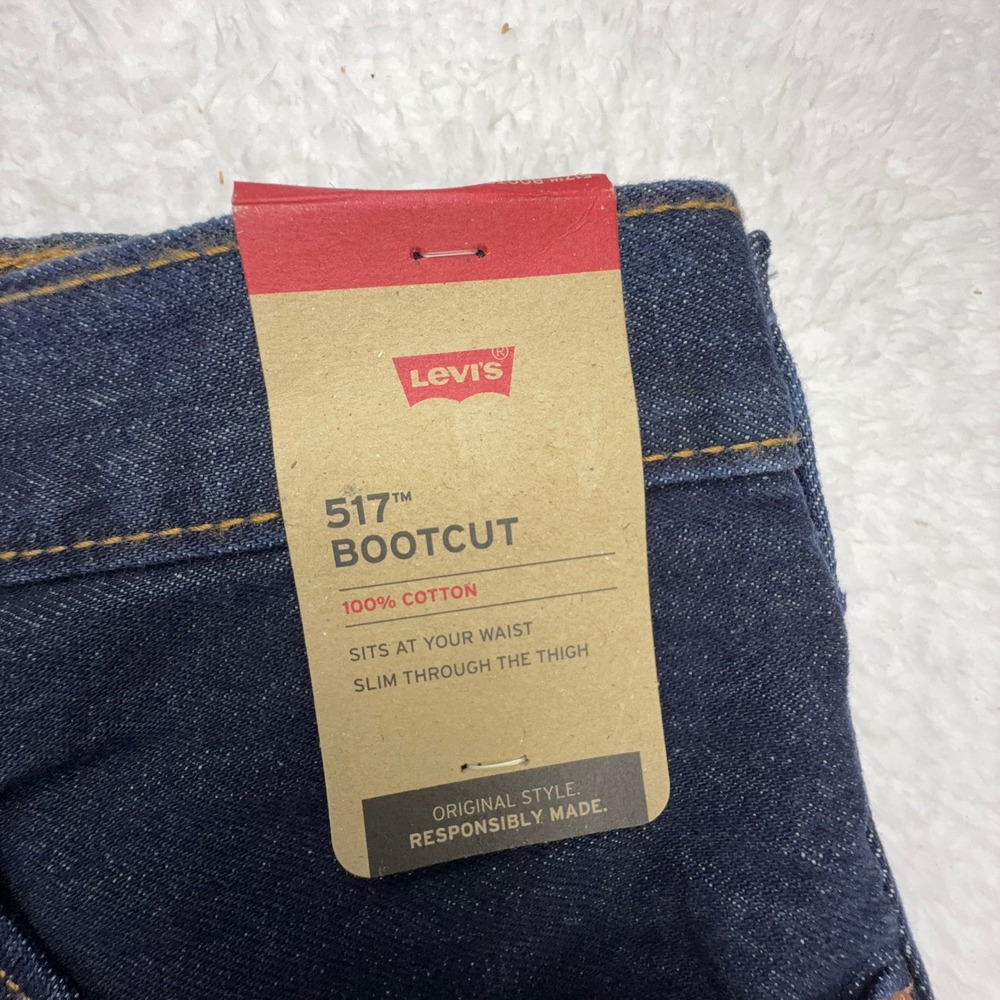 Levis 517 Bootcut Jeans Mens 40x30 Dark Wash Indigo Blue Denim NWT - Picture 8 of 10